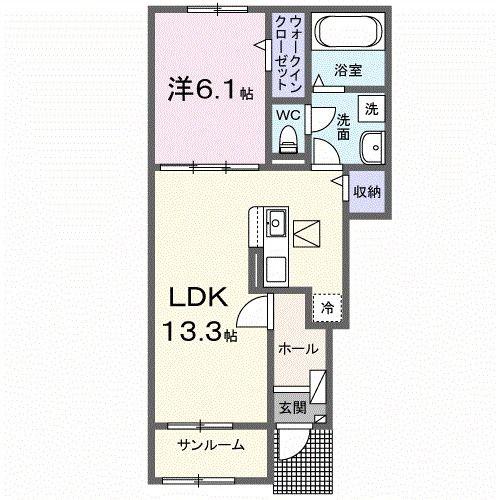 ヒカルサ伊勢小俣II(1LDK/1階)の間取り写真