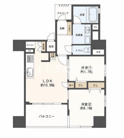 CONOE谷町四丁目(2LDK/4階)の間取り写真