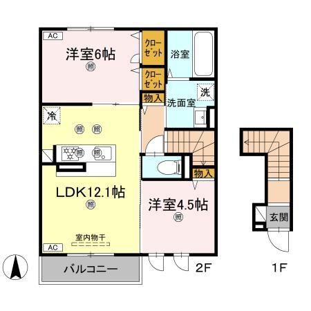 BENEII(2LDK/2階)の間取り写真