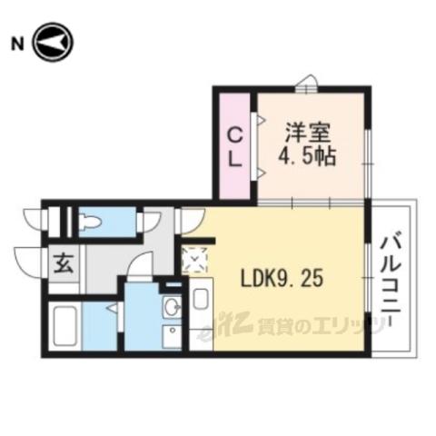 リビングタウン西大寺(1LDK/2階)の間取り写真