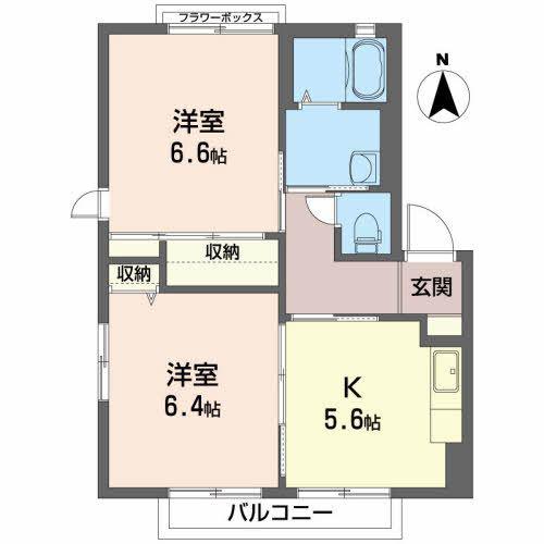 カーサリブレドゥ(2K/2階)の間取り写真