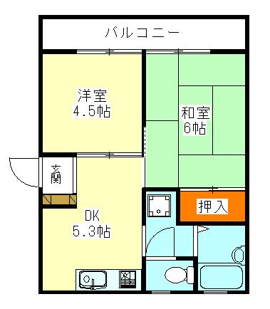 メゾンドソレイユ(2DK/2階)の間取り写真