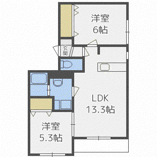 PADRES元町 (2LDK/2階)の間取り写真