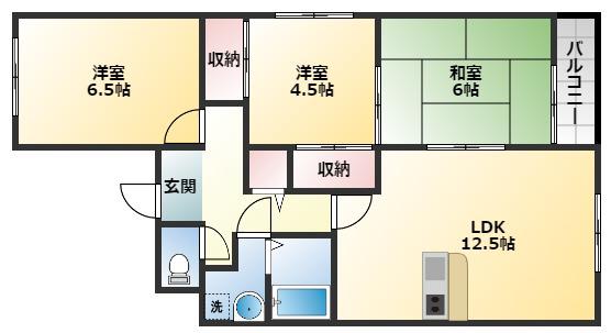 シャンボール(3LDK/3階)の間取り写真