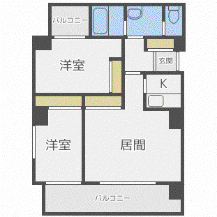 クレアシオン桑園(2LDK/3階)の間取り写真