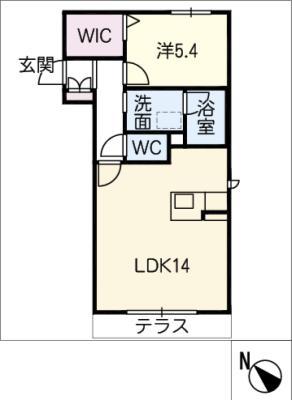 CIEL BLUE(1LDK/1階)の間取り写真