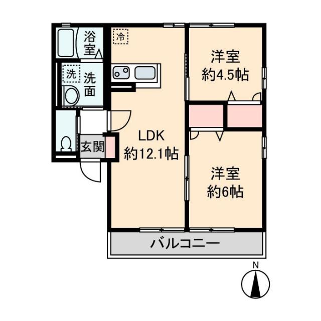グランドハイムI(2LDK/2階)の間取り写真