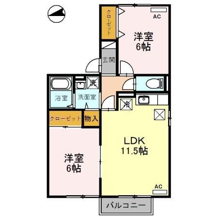 セジュール ジョワ(2LDK/1階)の間取り写真