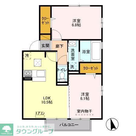 コンフォルターブルB(2LDK/1階)の間取り写真