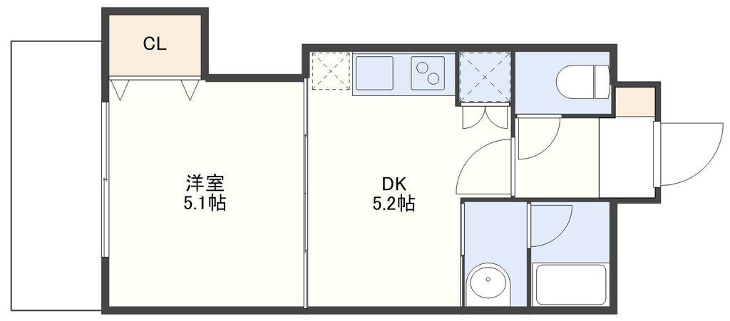 メディカルモール元船(1DK/5階)の間取り写真