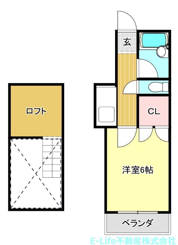 B-イースト尾ノ上(1K/1階)の間取り写真