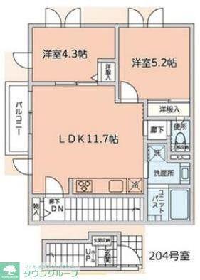 富士ハイツ(2LDK/2階)の間取り写真