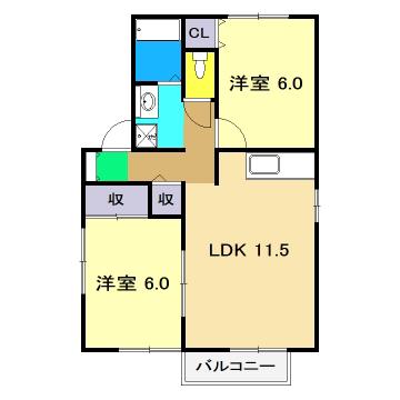 ファミール舟戸(2LDK/1階)の間取り写真