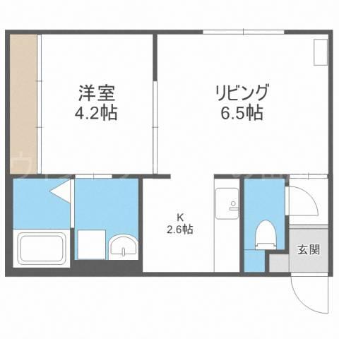 地下鉄東西線 東札幌駅 徒歩4分 4階建 築6年(1LDK/2階)の間取り写真