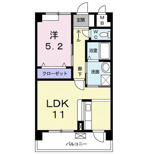 ニュー平地(1LDK/1階)の間取り写真