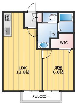パールガーデン川越E棟(1LDK/2階)の間取り写真