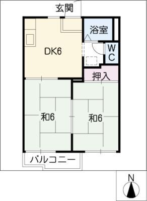 ポルタピア(2DK/1階)の間取り写真