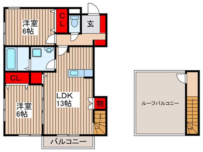 OPUS IV(2LDK/2階)の間取り写真