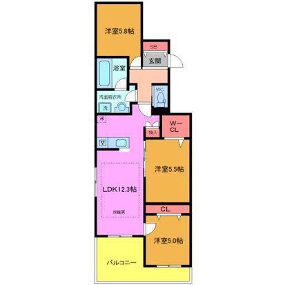 南葛西テラス(2SLDK/1階)の間取り写真