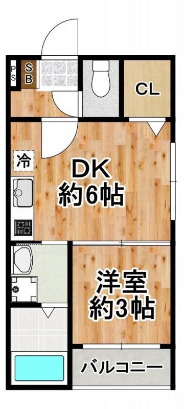 ハーモニーテラス伝法VI(1DK/2階)の間取り写真