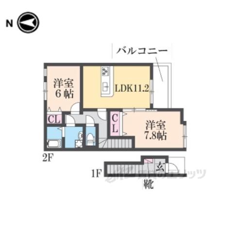 ララ・パレッタ(2LDK/2階)の間取り写真