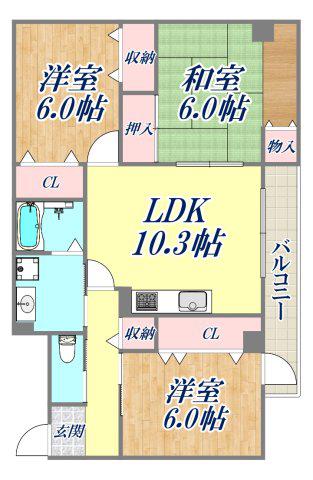 アンルーヴ(3LDK/3階)の間取り写真
