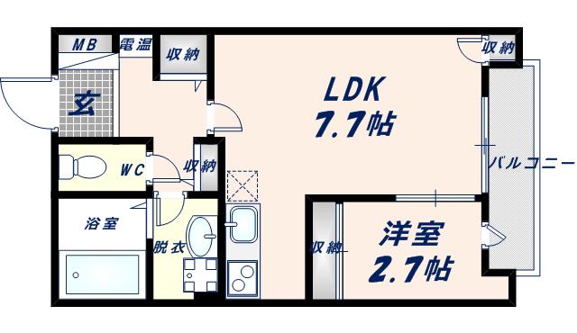 ル・プラトー(1LDK/1階)の間取り写真