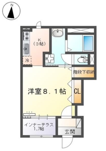 アイリス南大分II(1K/1階)の間取り写真