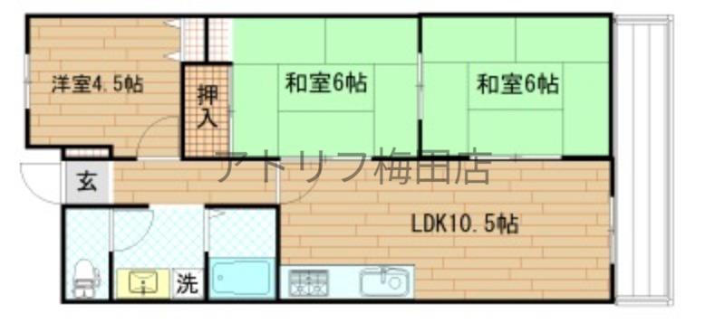 グラード柏原(3LDK/2階)の間取り写真