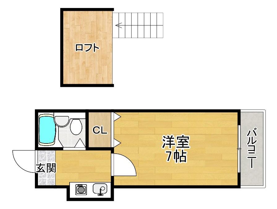 ショウロ御殿山(1K/2階)の間取り写真