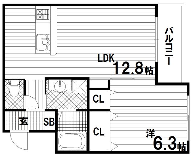 サニーウェル(1LDK/3階)の間取り写真