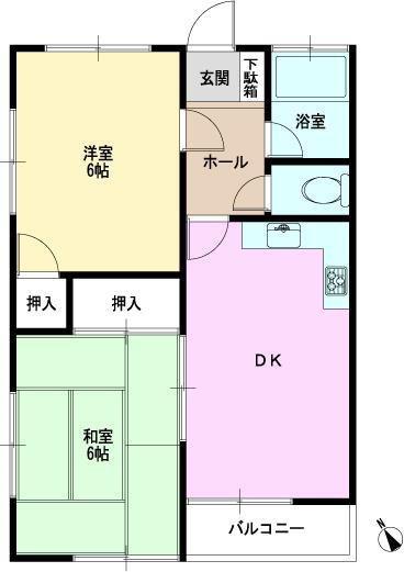 駒形ハイム(2DK/2階)の間取り写真