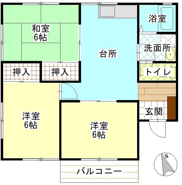 アパートみずほ(3DK/1階)の間取り写真