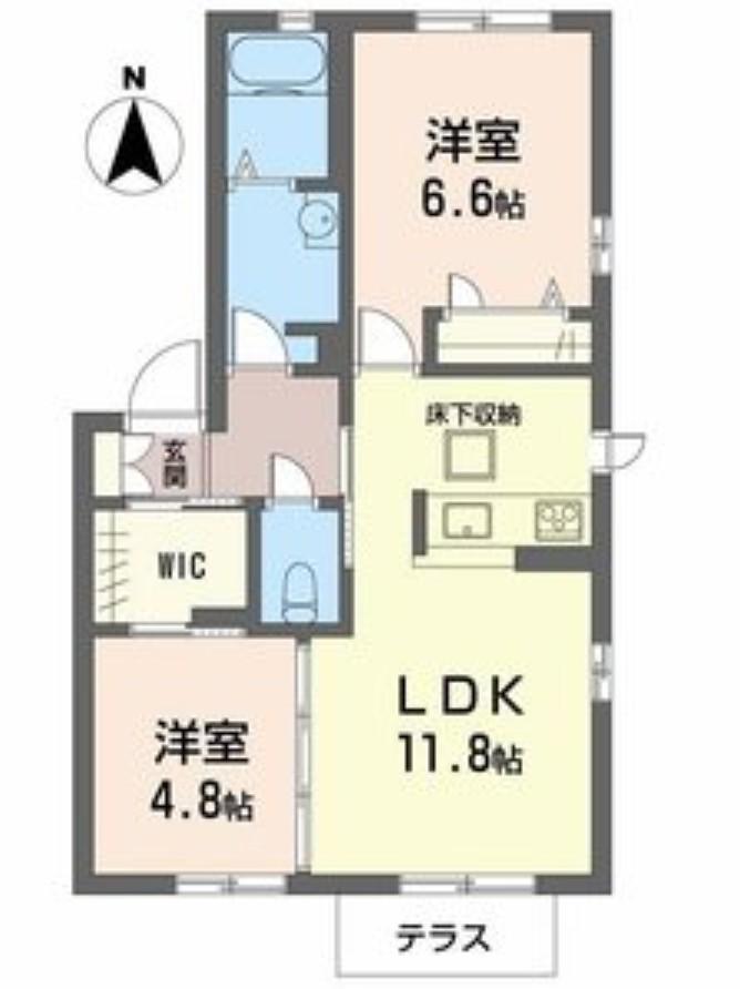 加東市上中アパート(2LDK/1階)の間取り写真