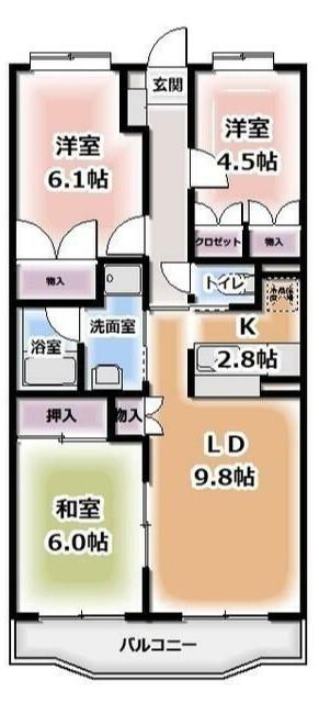 シャルマンA(3LDK/2階)の間取り写真