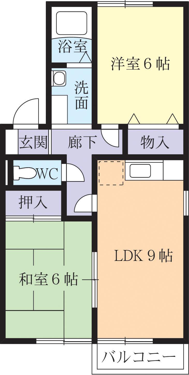 リヴェールIIA(2LDK/2階)の間取り写真