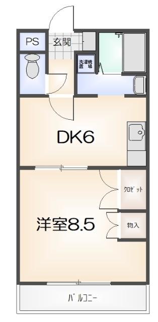 中山ビル1番館(1DK/3階)の間取り写真