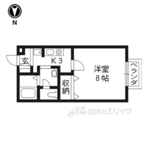 エスポワール藤阪(1K/2階)の間取り写真