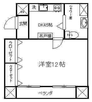 パラスト板橋(1DK/4階)の間取り写真