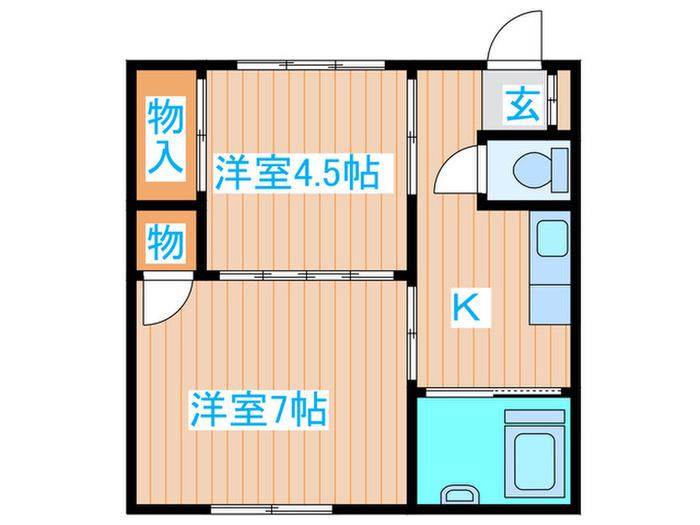仙台市地下鉄東西線 連坊駅 徒歩5分 1階建 築57年(2K/1階)の間取り写真