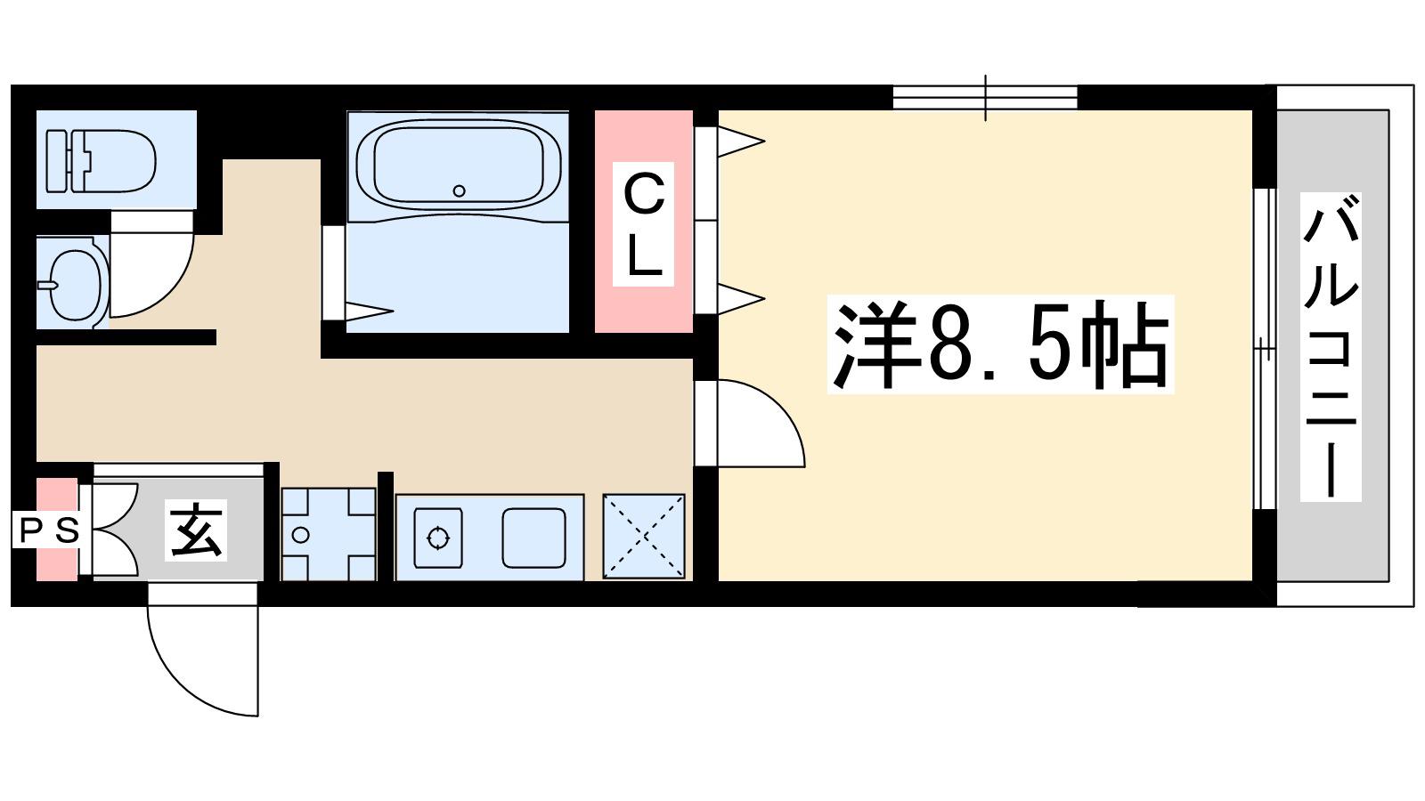 エムプラザ新大阪二番館(1K/4階)の間取り写真