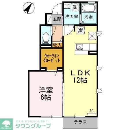 ソレアードAB(1SLDK/1階)の間取り写真