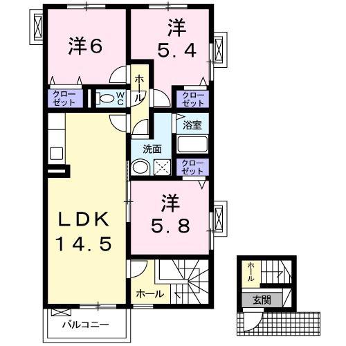 スカイ ピア(3LDK/2階)の間取り写真