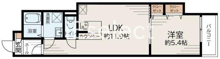 LIT上志津(1LDK/3階)の間取り写真