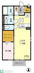 サウスイースト(1LDK/1階)の間取り写真