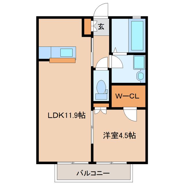 インフィニティ富沢壱番館(1LDK/2階)の間取り写真