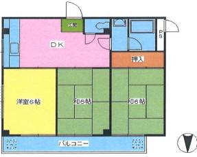 コーポパークサイド(3DK/3階)の間取り写真