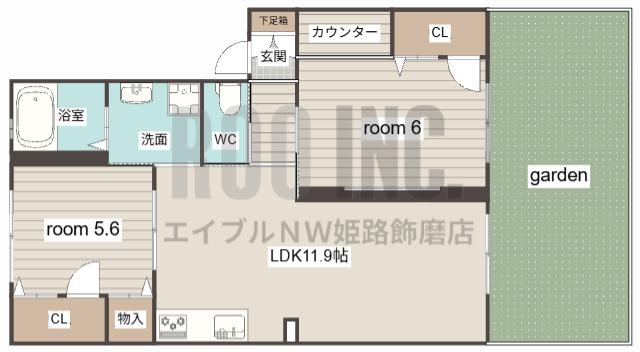 アイランド(2LDK/1階)の間取り写真