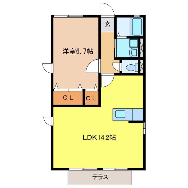 シャトレII(1LDK/1階)の間取り写真