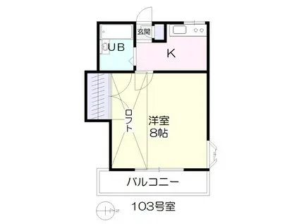 レーベ天川大島(1K/2階)の間取り写真